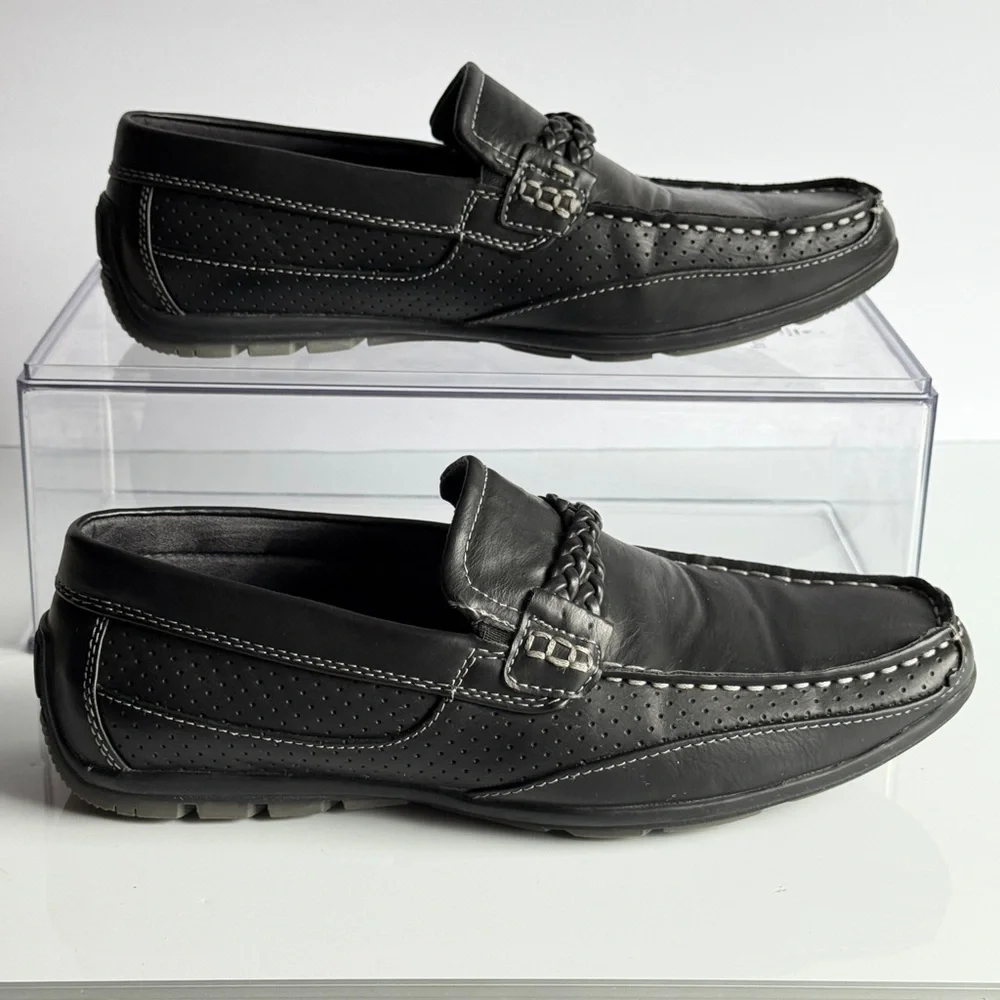 Black Leather Men's Loafers
